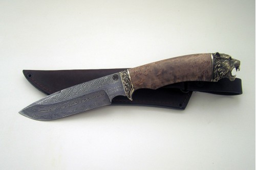 Нож "Пума" (торцевой дамаск) - работа мастерской кузнеца Марушина А.И.